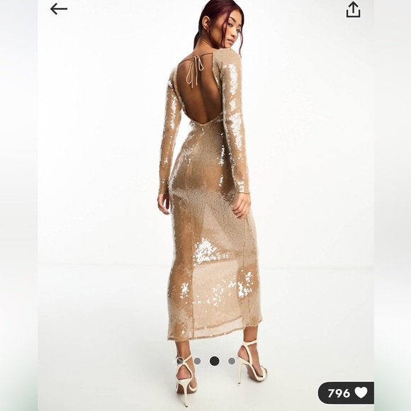 Bardot sequin midaxi dress is cream glazed sequin NWT- Size 4 - Picture 2 of 4